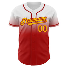 Load image into Gallery viewer, Custom White Gold-Red Authentic Fade Fashion Baseball Jersey