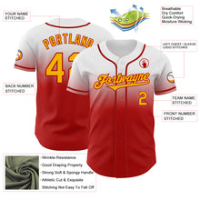 Load image into Gallery viewer, Custom White Gold-Red Authentic Fade Fashion Baseball Jersey