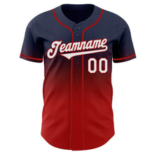 Load image into Gallery viewer, Custom Navy White-Red Authentic Fade Fashion Baseball Jersey