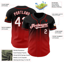 Load image into Gallery viewer, Custom Black White-Red Authentic Fade Fashion Baseball Jersey
