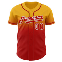 Load image into Gallery viewer, Custom Gold Red-White Authentic Fade Fashion Baseball Jersey
