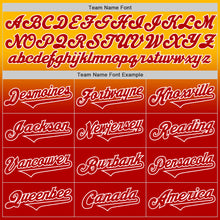 Load image into Gallery viewer, Custom Gold Red-White Authentic Fade Fashion Baseball Jersey
