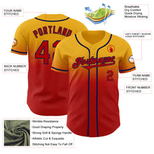 Load image into Gallery viewer, Custom Gold Red-Navy Authentic Fade Fashion Baseball Jersey