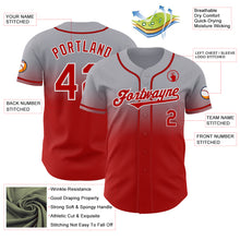 Load image into Gallery viewer, Custom Gray Red-White Authentic Fade Fashion Baseball Jersey