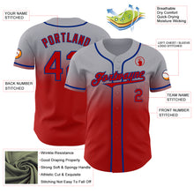 Load image into Gallery viewer, Custom Gray Red-Royal Authentic Fade Fashion Baseball Jersey