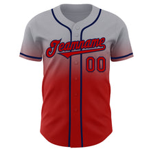 Load image into Gallery viewer, Custom Gray Red-Navy Authentic Fade Fashion Baseball Jersey