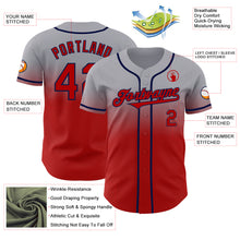 Load image into Gallery viewer, Custom Gray Red-Navy Authentic Fade Fashion Baseball Jersey