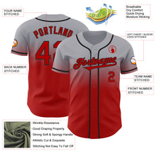 Load image into Gallery viewer, Custom Gray Red-Black Authentic Fade Fashion Baseball Jersey