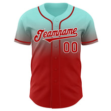 Load image into Gallery viewer, Custom Ice Blue Red-White Authentic Fade Fashion Baseball Jersey