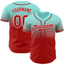 Load image into Gallery viewer, Custom Ice Blue Red-White Authentic Fade Fashion Baseball Jersey