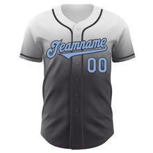 Load image into Gallery viewer, Custom White Light Blue-Steel Gray Authentic Fade Fashion Baseball Jersey