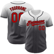 Load image into Gallery viewer, Custom White Red-Steel Gray Authentic Fade Fashion Baseball Jersey