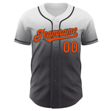 Load image into Gallery viewer, Custom White Orange-Steel Gray Authentic Fade Fashion Baseball Jersey