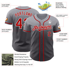 Load image into Gallery viewer, Custom Gray Red Steel Gray-White Authentic Fade Fashion Baseball Jersey