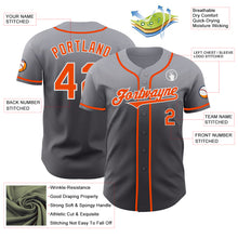 Load image into Gallery viewer, Custom Gray Orange Steel Gray-White Authentic Fade Fashion Baseball Jersey