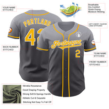 Load image into Gallery viewer, Custom Gray Gold Steel Gray-White Authentic Fade Fashion Baseball Jersey