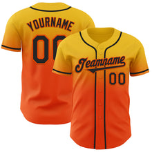 Load image into Gallery viewer, Custom Yellow Black-Orange Authentic Fade Fashion Baseball Jersey