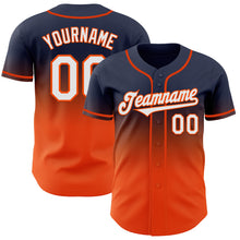 Load image into Gallery viewer, Custom Navy White-Orange Authentic Fade Fashion Baseball Jersey