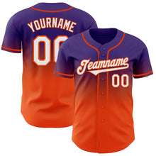 Load image into Gallery viewer, Custom Purple White-Orange Authentic Fade Fashion Baseball Jersey