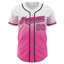 Load image into Gallery viewer, Custom White Pink-Black Authentic Fade Fashion Baseball Jersey