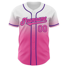 Load image into Gallery viewer, Custom White Pink-Purple Authentic Fade Fashion Baseball Jersey