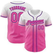 Load image into Gallery viewer, Custom White Pink-Purple Authentic Fade Fashion Baseball Jersey