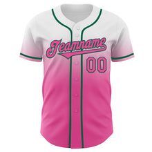 Load image into Gallery viewer, Custom White Pink-Kelly Green Authentic Fade Fashion Baseball Jersey