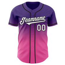 Load image into Gallery viewer, Custom Purple White Pink-Black Authentic Fade Fashion Baseball Jersey