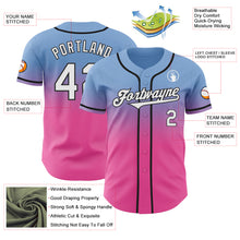 Load image into Gallery viewer, Custom Light Blue White Pink-Black Authentic Fade Fashion Baseball Jersey