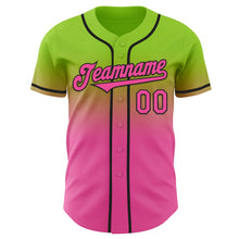 Load image into Gallery viewer, Custom Neon Green Pink-Black Authentic Fade Fashion Baseball Jersey