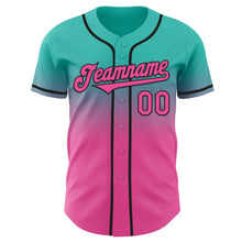 Load image into Gallery viewer, Custom Aqua Pink-Black Authentic Fade Fashion Baseball Jersey