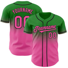 Load image into Gallery viewer, Custom Grass Green Pink-Black Authentic Fade Fashion Baseball Jersey
