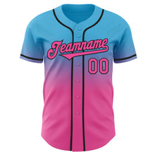 Load image into Gallery viewer, Custom Sky Blue Pink-Black Authentic Fade Fashion Baseball Jersey