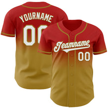 Load image into Gallery viewer, Custom Red White-Old Gold Authentic Fade Fashion Baseball Jersey