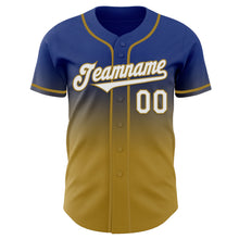 Load image into Gallery viewer, Custom Royal White-Old Gold Authentic Fade Fashion Baseball Jersey