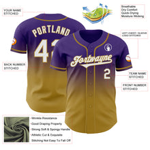 Load image into Gallery viewer, Custom Purple White-Old Gold Authentic Fade Fashion Baseball Jersey