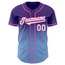 Load image into Gallery viewer, Custom Purple White Light Blue-Pink Authentic Fade Fashion Baseball Jersey