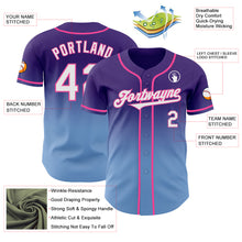 Load image into Gallery viewer, Custom Purple White Light Blue-Pink Authentic Fade Fashion Baseball Jersey