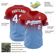 Load image into Gallery viewer, Custom Red White-Light Blue Authentic Fade Fashion Baseball Jersey