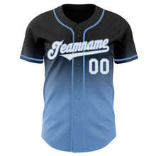 Load image into Gallery viewer, Custom Black White-Light Blue Authentic Fade Fashion Baseball Jersey