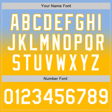 Load image into Gallery viewer, Custom Light Blue White-Gold Authentic Fade Fashion Baseball Jersey