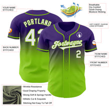 Load image into Gallery viewer, Custom Purple White-Neon Green Authentic Fade Fashion Baseball Jersey