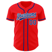 Load image into Gallery viewer, Custom Fire Red Royal-White Authentic Baseball Jersey