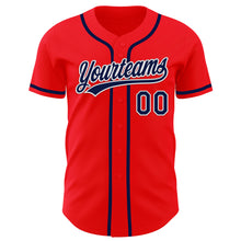 Load image into Gallery viewer, Custom Fire Red Navy-White Authentic Baseball Jersey