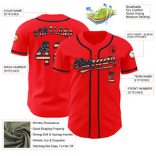 Load image into Gallery viewer, Custom Fire Red Vintage USA Flag-Black Authentic Baseball Jersey