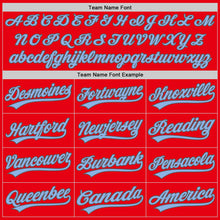 Load image into Gallery viewer, Custom Fire Red Light Blue-Steel Gray Authentic Baseball Jersey