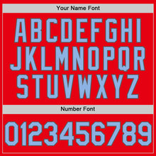 Load image into Gallery viewer, Custom Fire Red Light Blue-Steel Gray Authentic Baseball Jersey