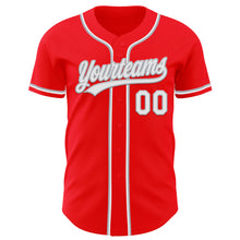 Load image into Gallery viewer, Custom Fire Red White-Gray Authentic Baseball Jersey