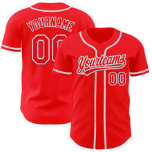 Load image into Gallery viewer, Custom Fire Red White-Gray Authentic Baseball Jersey