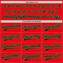 Load image into Gallery viewer, Custom Fire Red Black-Old Gold Authentic Baseball Jersey
